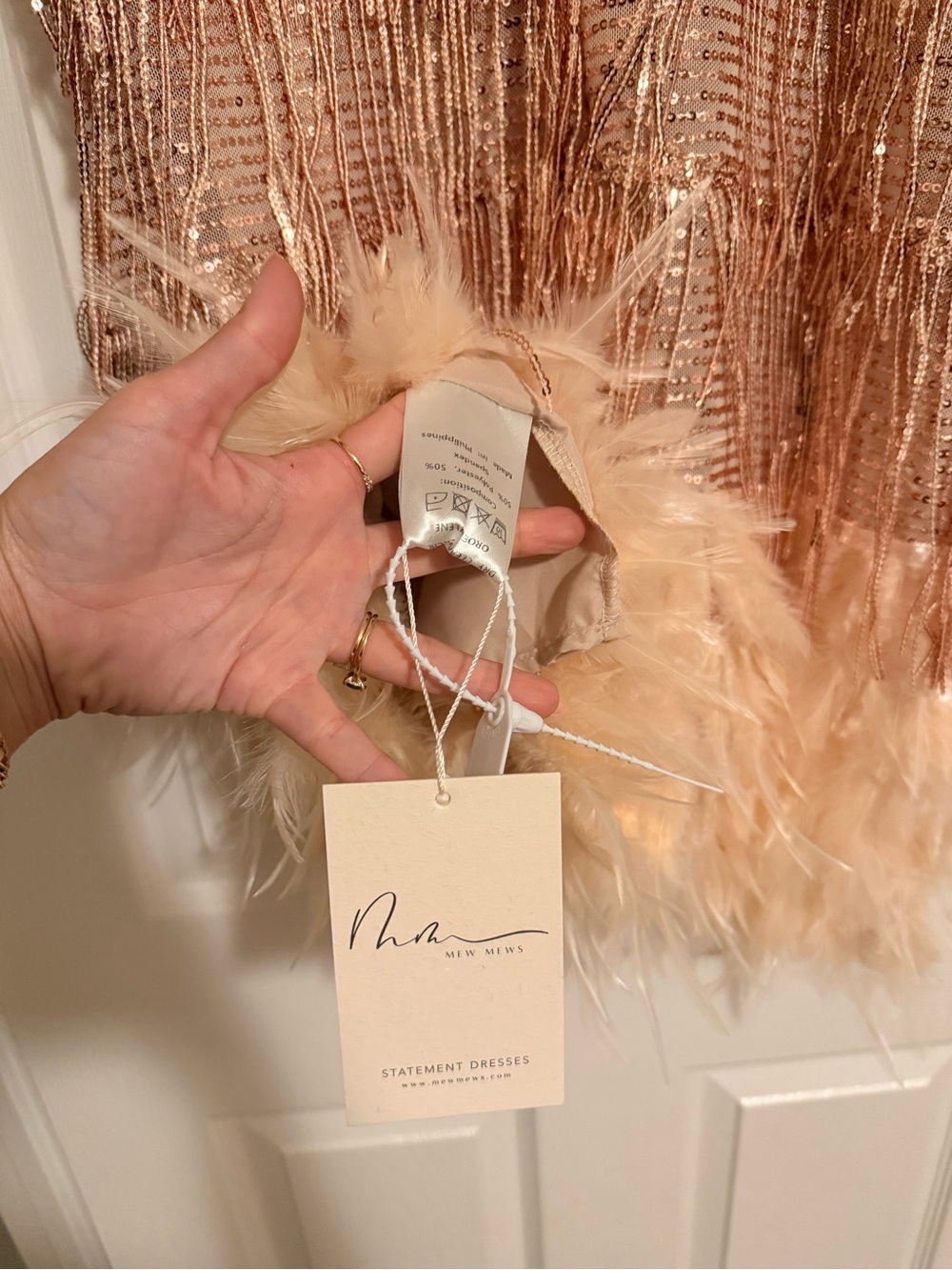Austyn Tassel Feather Mini Dress In Champagne (new with tags, never worn) - Picture 7 of 7